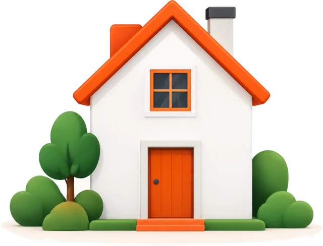 A house with trees and shrubs